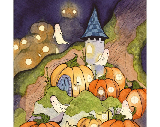 Pumpkin Ghost City Art Print
